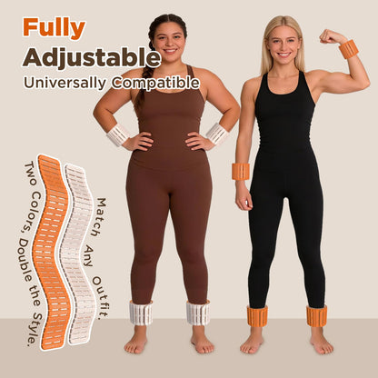 VOGOGE Magnetic Ankle Weights for Women Men Set of 2 (1 lb Each) Adjustable Wrist Weights for Pilates, Yoga, Workout and Daily Training, Orange & Starlight