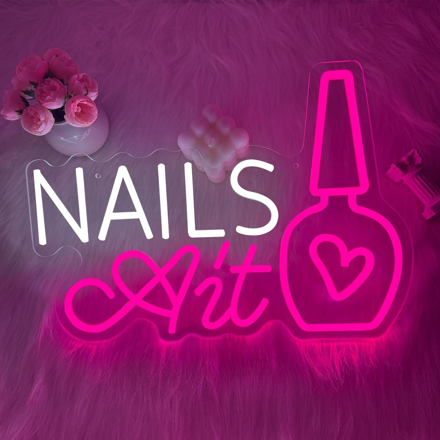 Nail Neon Sign for Wall Decor, Led Nail Signs for Studio Beauty Salon Business Makep Room Wall Window Decor, Gift for Nail Tech Girls, Christmas, Birthday