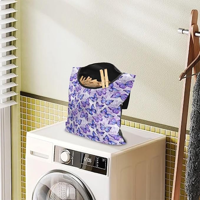 2 Pcs Butterfly Purple Clothespin Bag