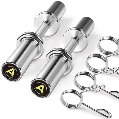 AboveGenius 16" Olympic Dumbbell Handles, Solid Steel Loadable Weight Bars for 2-Inch Plates, Adjustable Home Gym Strength Training Equipment (Includes 4 Spring Collars)