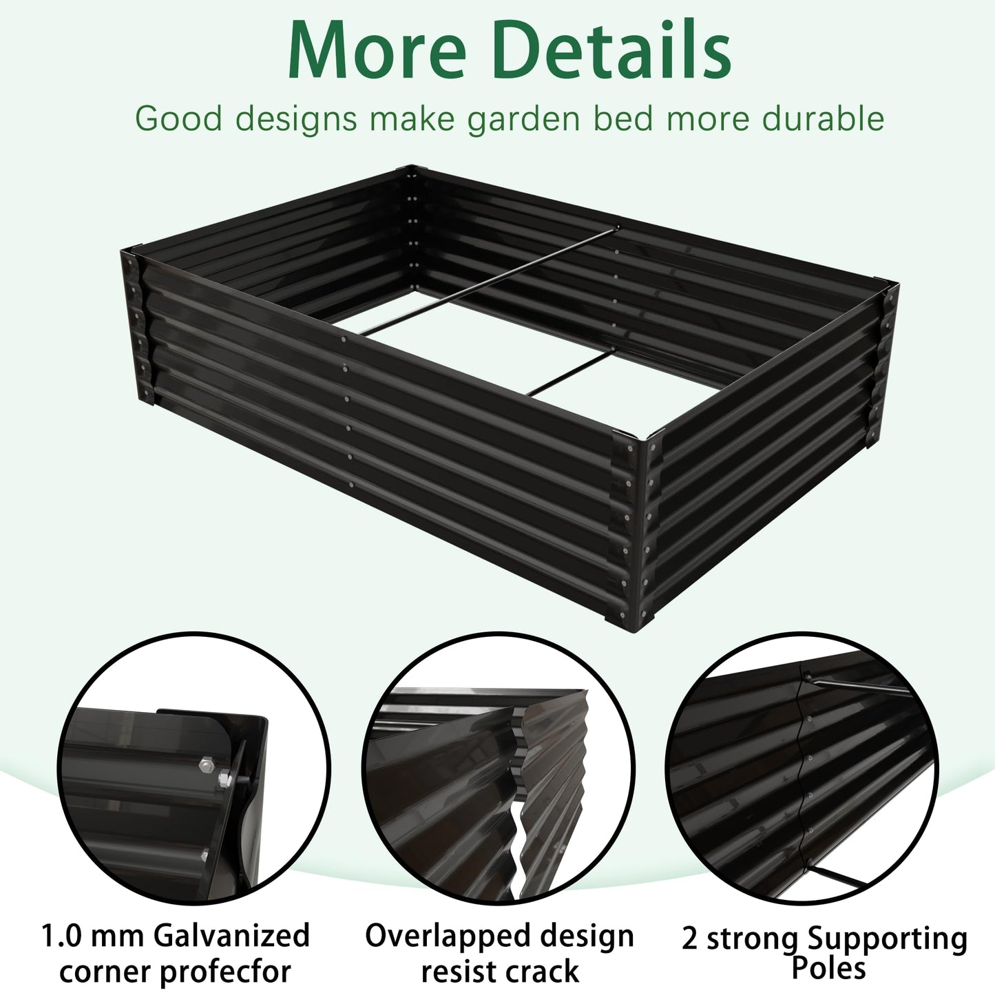 Dithoko 68.7" Raised Garden Bed with Greenhouse Cover, Galvanized Steel Planter Box with Open Bottom Drainage, Dual Use Outdoor Metal Planter for Vegetables Flowers and Herbs