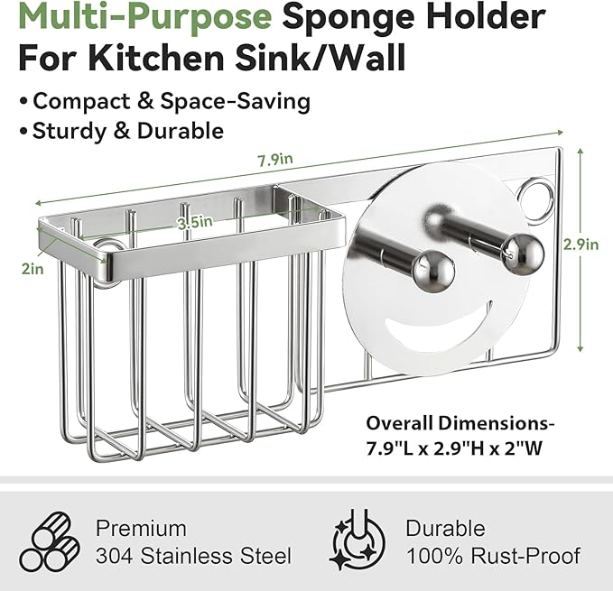 Sponge Holder for Kitchen Sink, Sponge Caddy for Scrub Daddy / Scrub Mommy