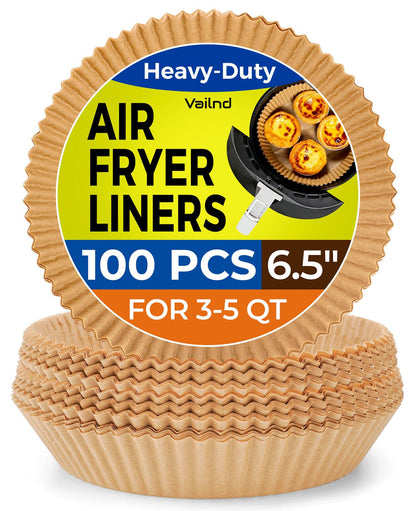 Air Fryer Paper Liners, 125Pcs Parchment Paper, Air Fryer Liners Disposable for Microwave, Non-Stick Air Fryer Liner Square Free of Bleach (8IN)