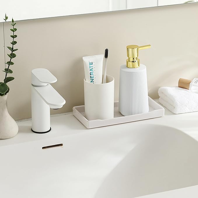 Small Soap Dispenser for Bathroom and Kitchen, Modern Farmhouse Striped Style