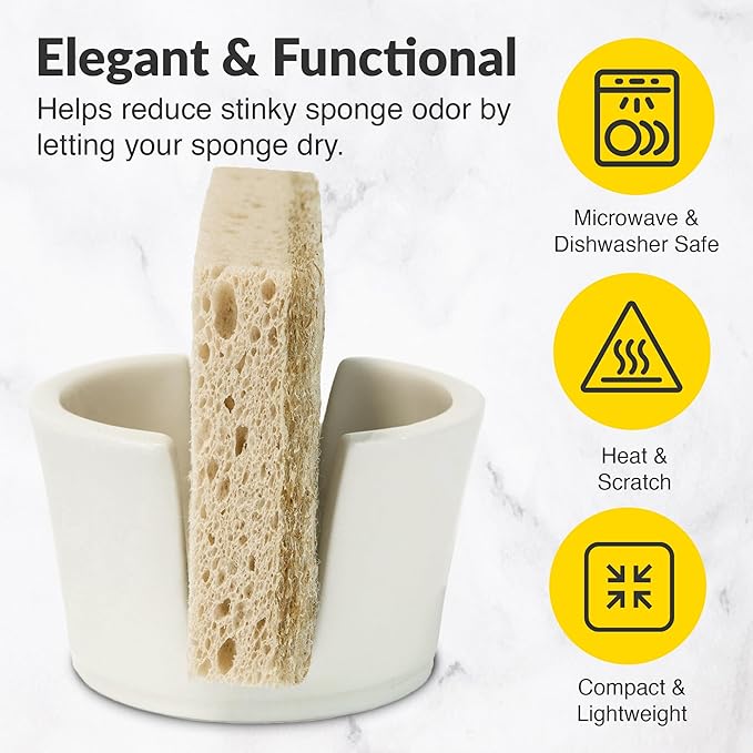Elevated Lifestyle Ceramic Sponge Holder – Sink Caddy Organizer, Decorative