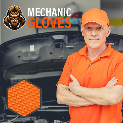 Xtremeauto Nitrile Gloves - Disposable, Diamond Grip Orange, Powder-free & Latex Free Extra Thick & Strong Mechanics Gloves (1 Box, Medium)