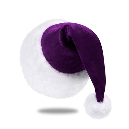 Eoocan Santa Hat for Adults, Unisex Velvet Comfort Xmas Hats Extra Thicken Plush for Christmas New Year Festive Holiday Party