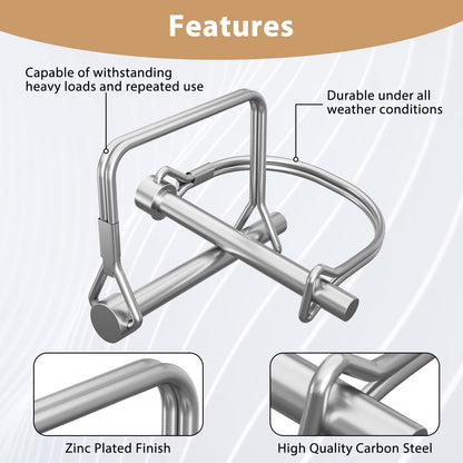XOOL 22PCS Shaft Locking Pin, Zinc-Plated Heavy Duty Safety Pins, Trailer Coupler Pins, Square & Arch Shapes, Premium Carbon Steel