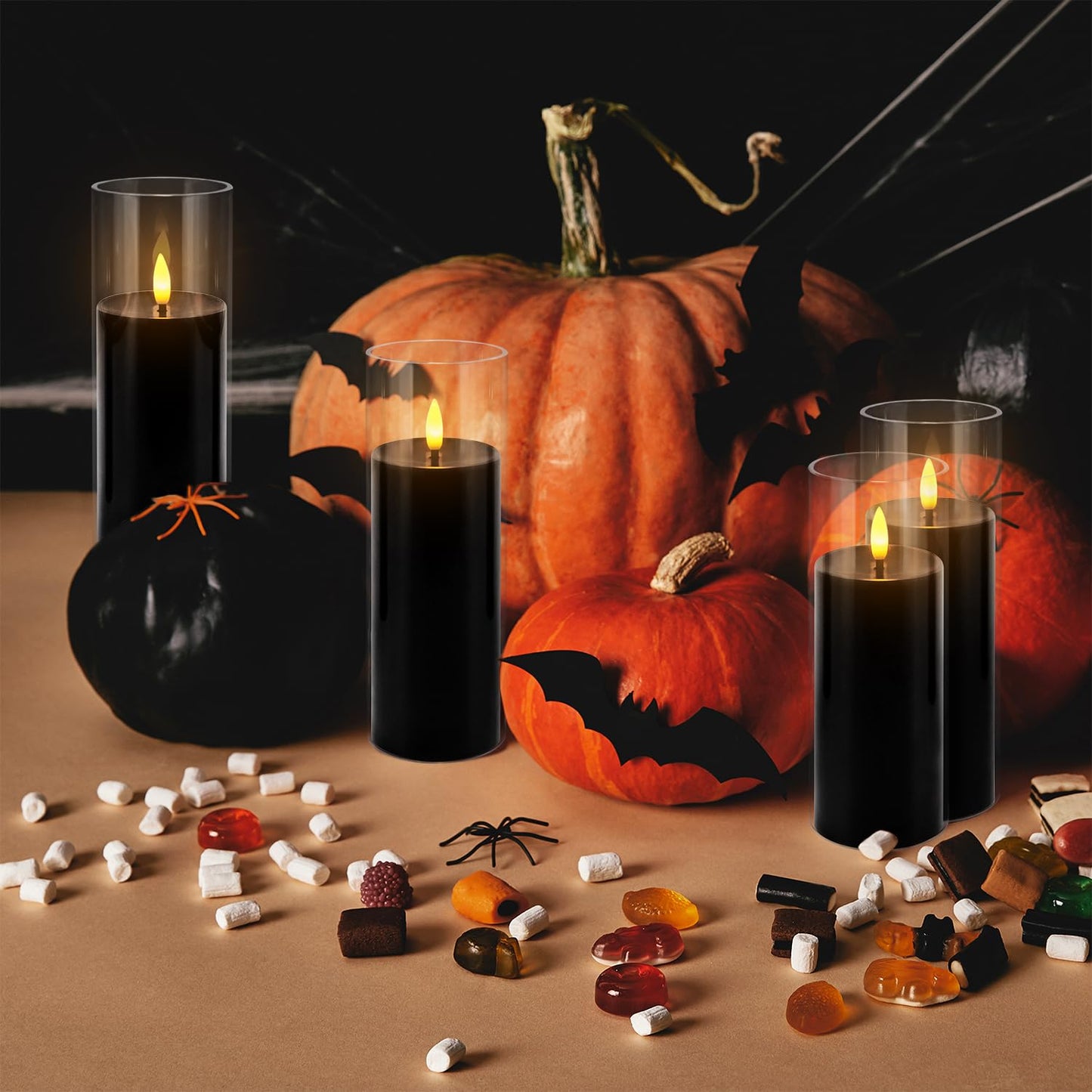 fclayvts 24Pack Black Flickering Flameless LED Candles with Remote & Timer, Small Pillar Acrylic LED Candles Perfect for Indoor/Outdoor Decor,Wedding,BBQ and Gift - Easily Create a Magical Atmosphere.