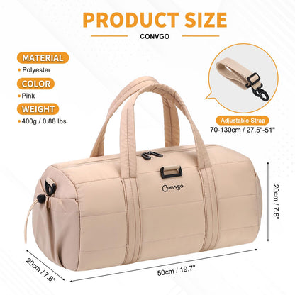 Convgo 20L Gym Bag for Women, Medium Sport Duffel Bag with Yoga Mat Strap,Wet Pocket, Water-Resistant Adjustable Strap for Gym Yoga, Pink