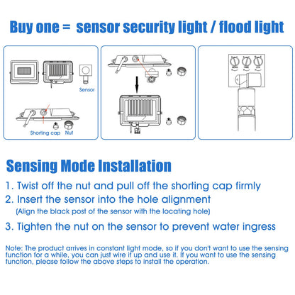 loyal Security Lights Outdoor Motion Sensor, 100W PIR Sensor Security Light Detachable 9000LM 6500K Cold White LED Outdoor IP65 Waterproof Floodlight for Garage Garden