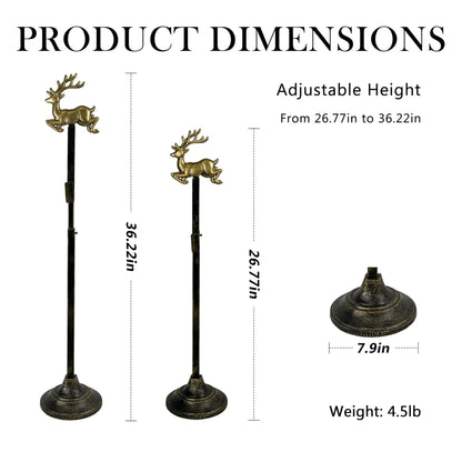 Linton Arts Adjustable Cast Iron Reindeer Wreath Stand – Front Door Wreath Hanger & Display Hook,Wreath Stands for Display, Hats & Ornaments, Christmas Holiday Doorway Decor【wreath stand】