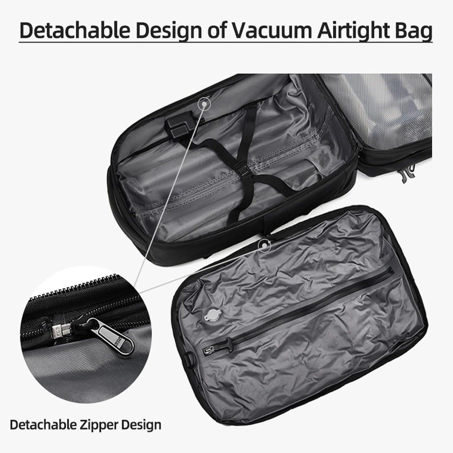 Visnalefry 21" Vacuum Compression Backpack with Wheels, Expandable, Waterproof, Carry On Travel, Laptop Bag, Flight Approved Luggage Rolling Suitcase Backpacks(Built-in Vacuum Backpack with wheels)