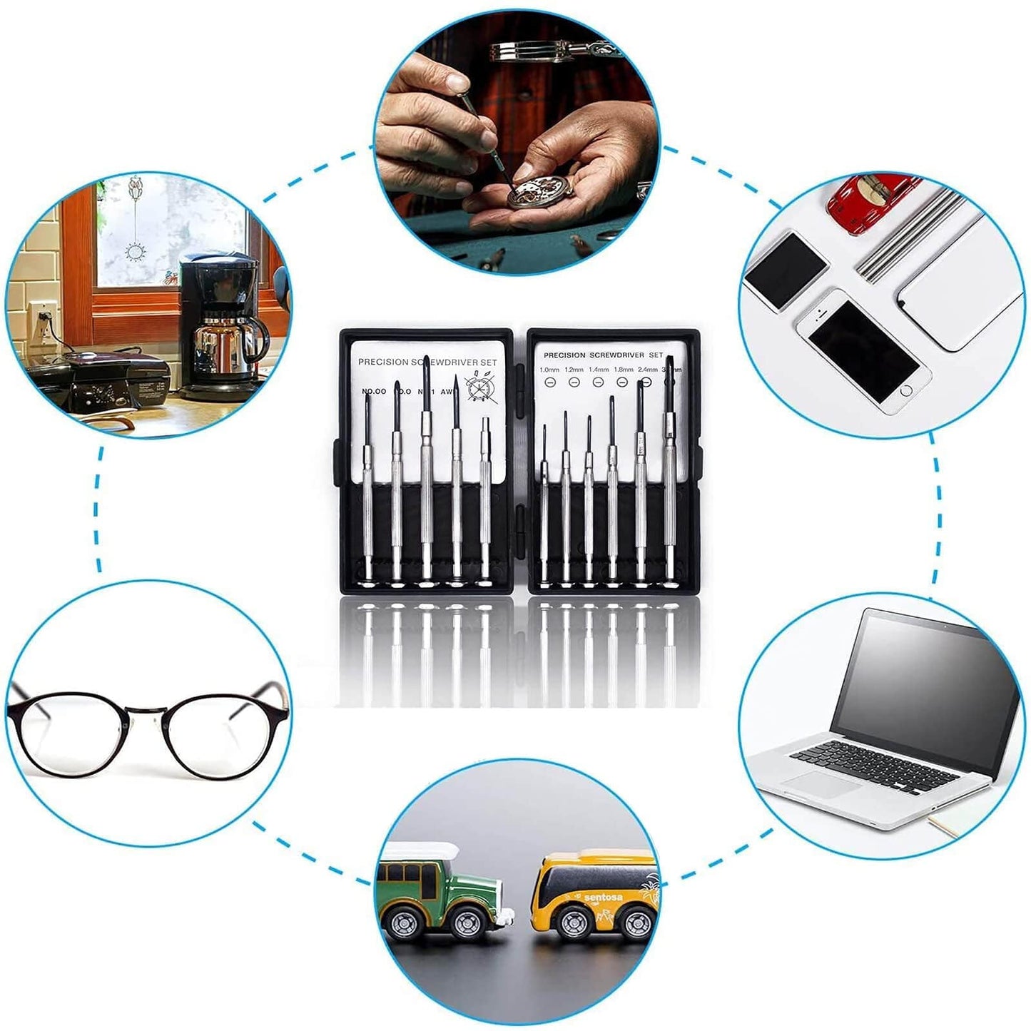 11PCS Mini Screwdriver Set, Small Tools with 11 Different Size Flathead and Phillips Screwdrivers, Precision Screwdriver Set for Jewelry, Watch, iPhone, Toys, Computer, Eyeglass Repair