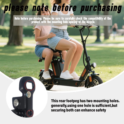 2PCS Foldable Bike Pegs – Round Hole Rear Pedals for E-Bike, Mountain Bike & Folding Bicycle – Non-Slip, Durable & Space-Saving (Black)
