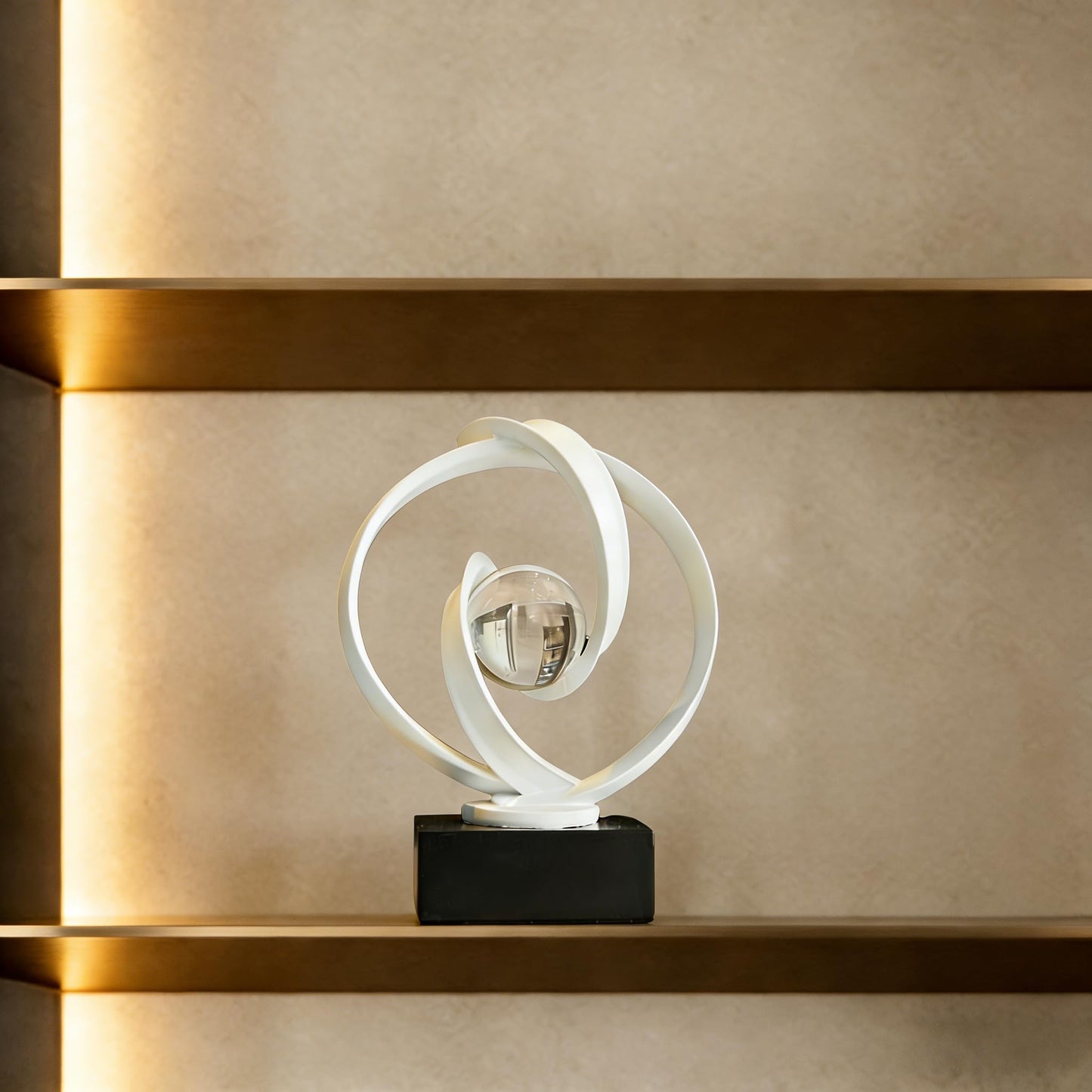 AWNR Gold Abstract Sculpture House Decor Aesthetic - Home Décor Accents for Nightstand, Shelves, Dining Room, Entryway Table, Office, Desk Accessories (White)