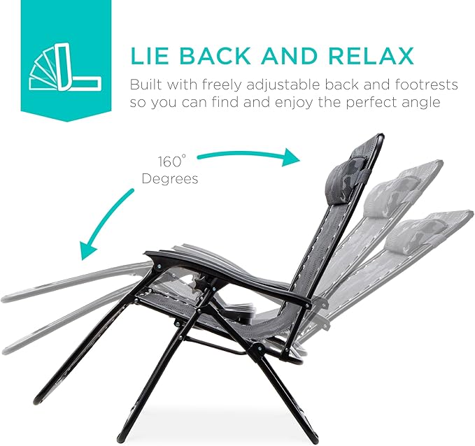 Best Choice Products Set of 2 Adjustable Steel Mesh Zero Gravity Lounge Chair Recliners w/Pillows and Cup Holder Trays - Camoflage
