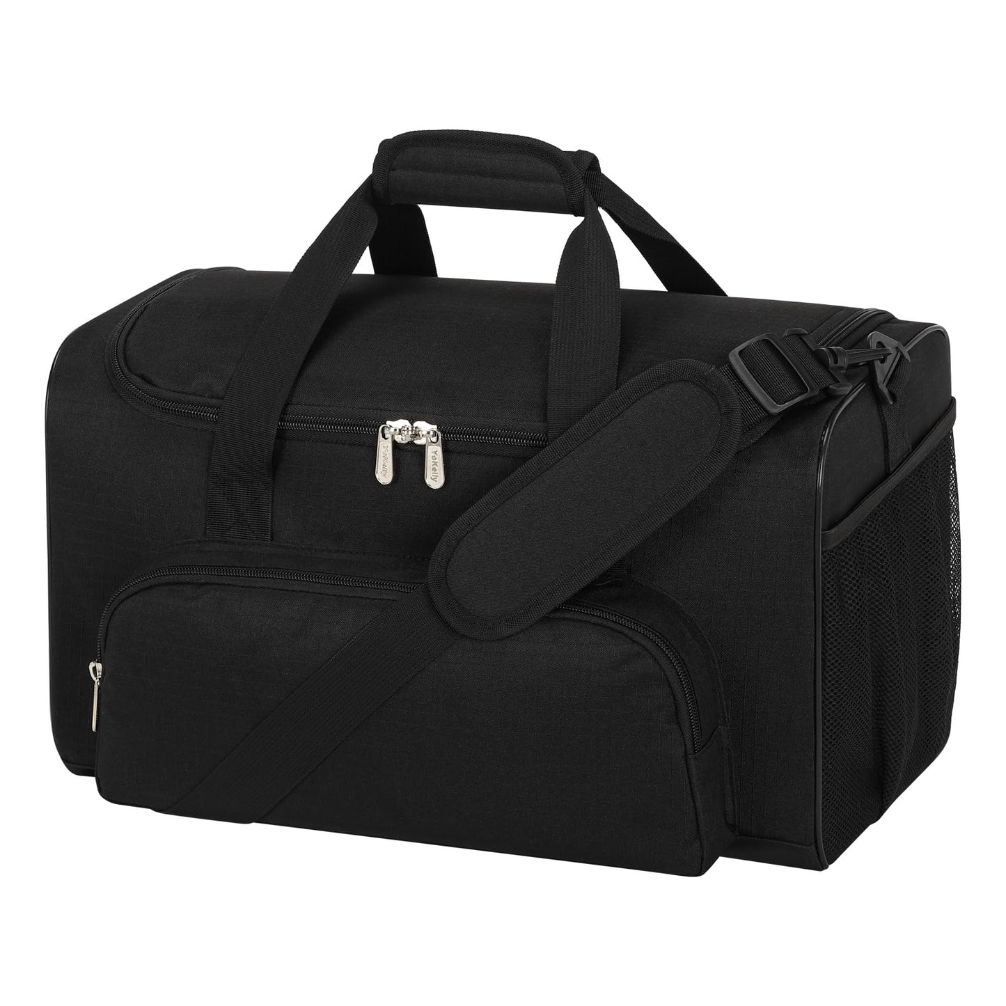 YoKelly 25L Small Gym Sport Duffle Bag - 17 Inch Weekender Overnight Bag for Travel, Workout, Fitness - Black