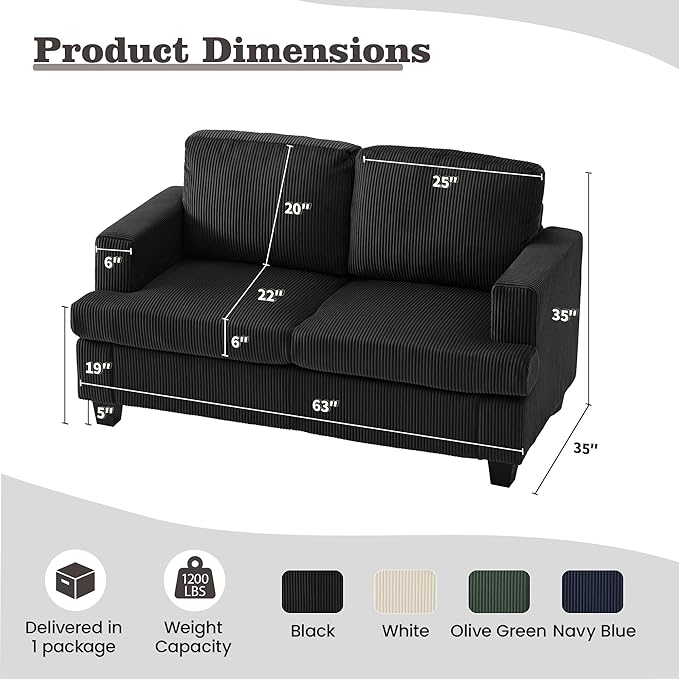 Apicizon Loveseat & 3 Seater Sofa Sets, 2 Piece Modern Sleeper Sofa