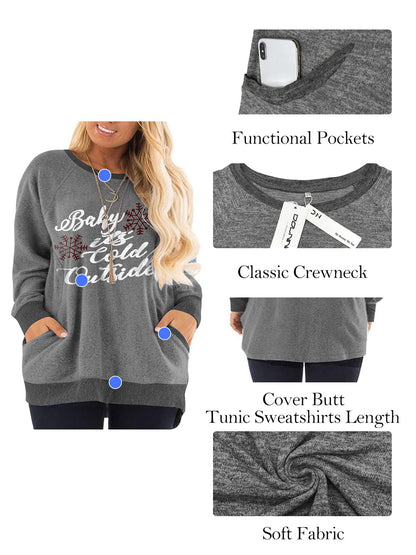 DOLNINE Plus Size Ugly Christmas Sweatshirts for Women Oversized Tops DYCB-20W