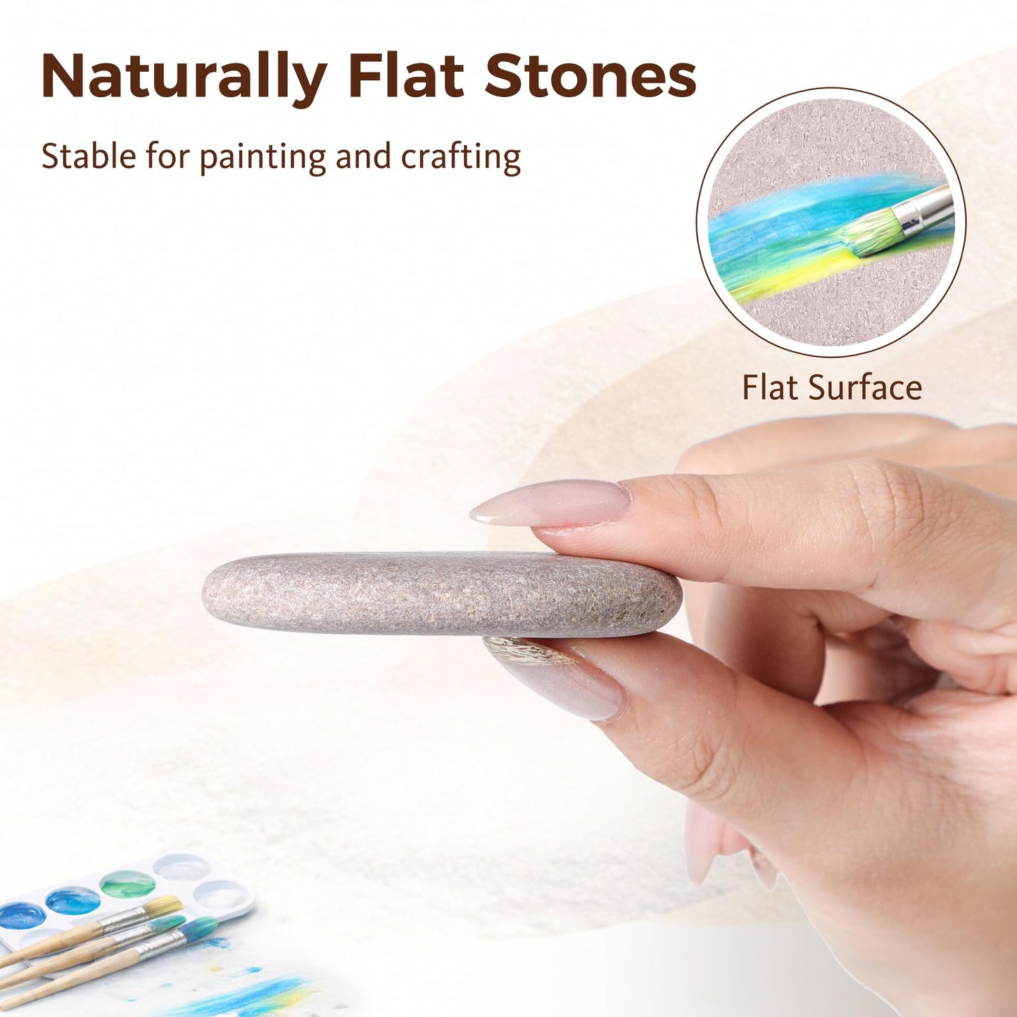 ROCART 100 PCS Large 2.15-3.35" Smooth Natural River Rocks for Painting, Flat Painting Rocks & Craft Stones for Arts, Kindness Rocks, Garden & Classroom Projects