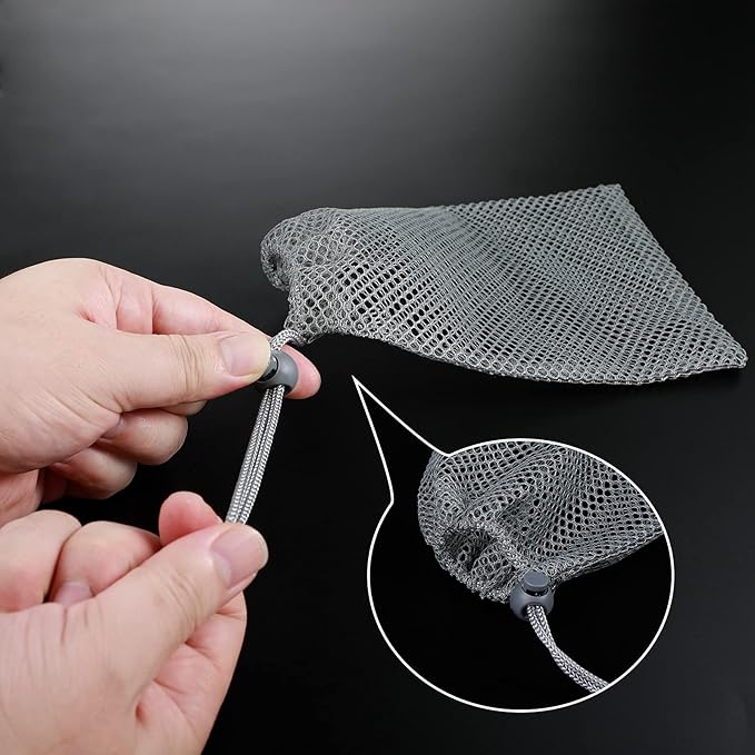 TecUnite 10 Pcs Mesh Bags Drawstring Laundry Bags Large Nylon Mesh Gift