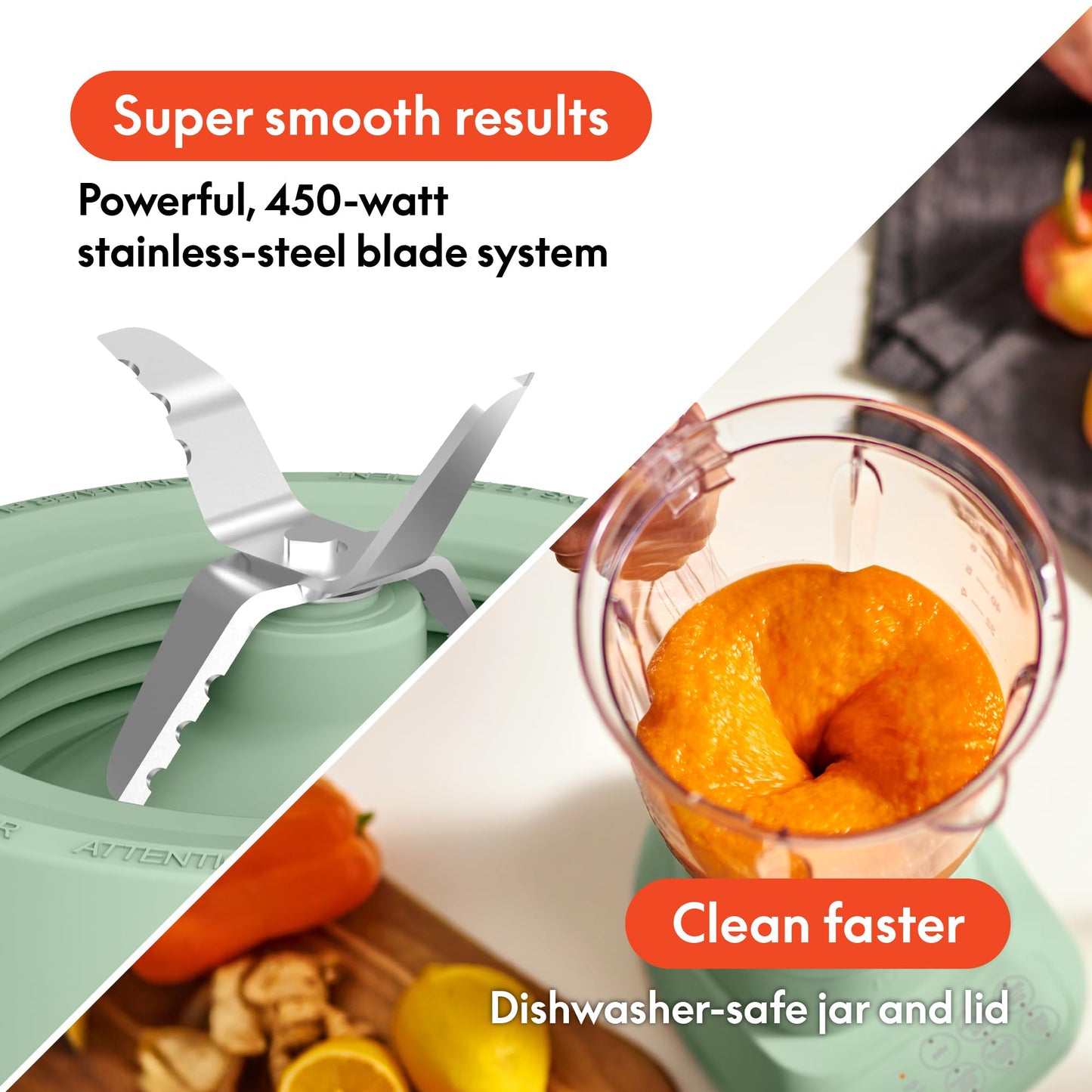 bella 10 Speed Countertop Blender, Juicer & Smoothie Maker, Fits-anywhere™ Kitchenware, Slim Flip & Store Design, Dishwasher Safe 48oz Capacity Pitcher & Lid, Stainless Steel Blade, 450 Watt, Oatmilk
