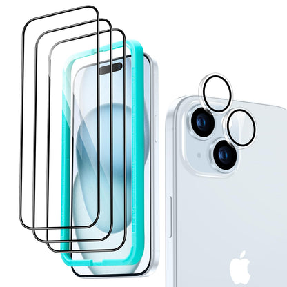 ESR 3 Pack for iPhone 15 Pro Max Screen Protector, [9H Hardness] [Military Grade Shatterproof] Full Coverage Tempered Glass Film with Easy Installation Tool, HD Clear, Scratch Resistant