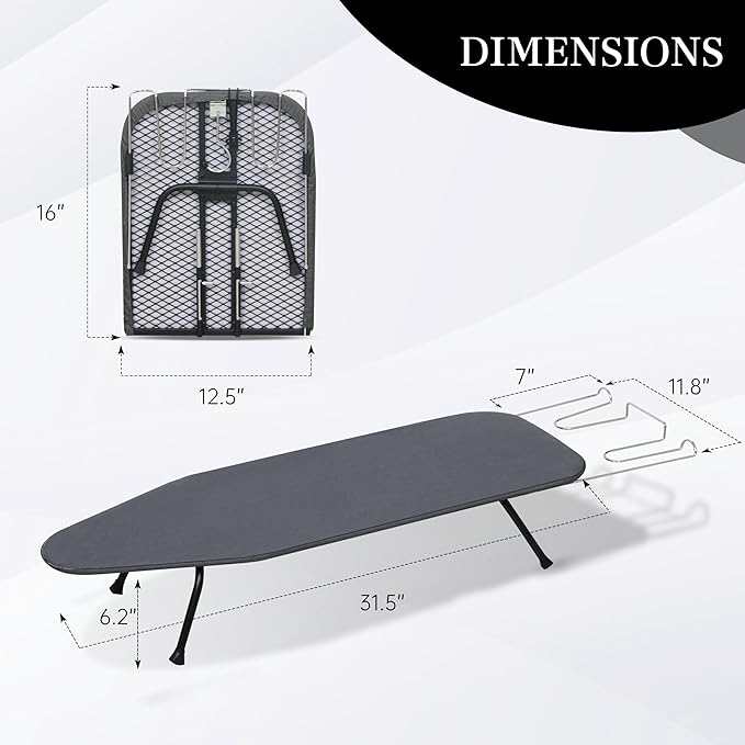 Metal Mesh Panel Tabletop Ironing Board | Foldable Iron Board | Heavy Duty