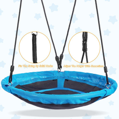 Lunafun Outdoor Swings for Kids, 440lbs, Heavy-Duty A-Frame Metal Outdoor Swing Stand, 1 Saucer & 1 Belt Swing Seat for Playground, Backyard Blue