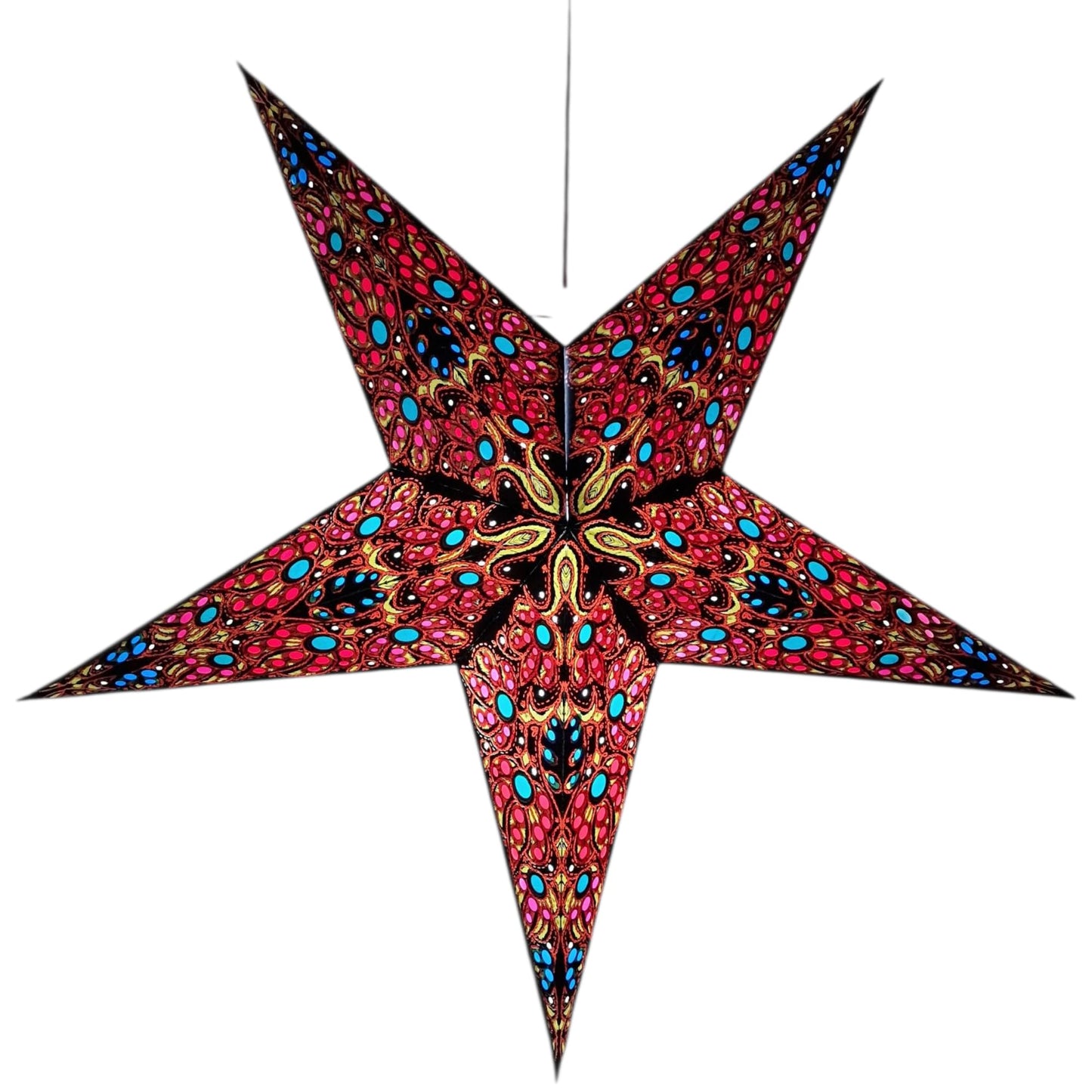 YEPSIO Lantern Lampshade Paper Star Light Shades Large 60cm Hanging Decorations for Christmas Wedding Home Decoration Birthday Party Foldable 5 Pointed Star (Black, Rust, Blue)