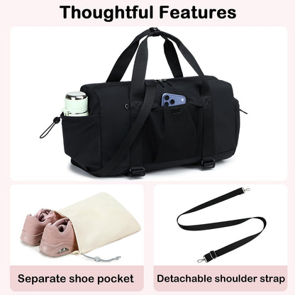Gym Bag for Women Gym Duffle Bag with Shoe Bag and Wet Pocket Carry On Overnight Weekender Duffel Bag for Travel Sports Yoga