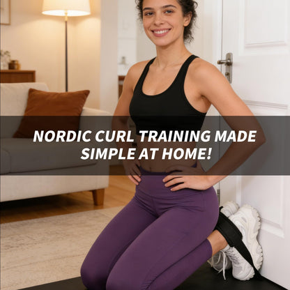 Nordic Strap for Bench, Nordic Hamstring Curl Strap with Extra Large Foam Stopper and Thick Neoprene Padding, Fits Various Doors, Enhances Leg Strength and Muscles Training