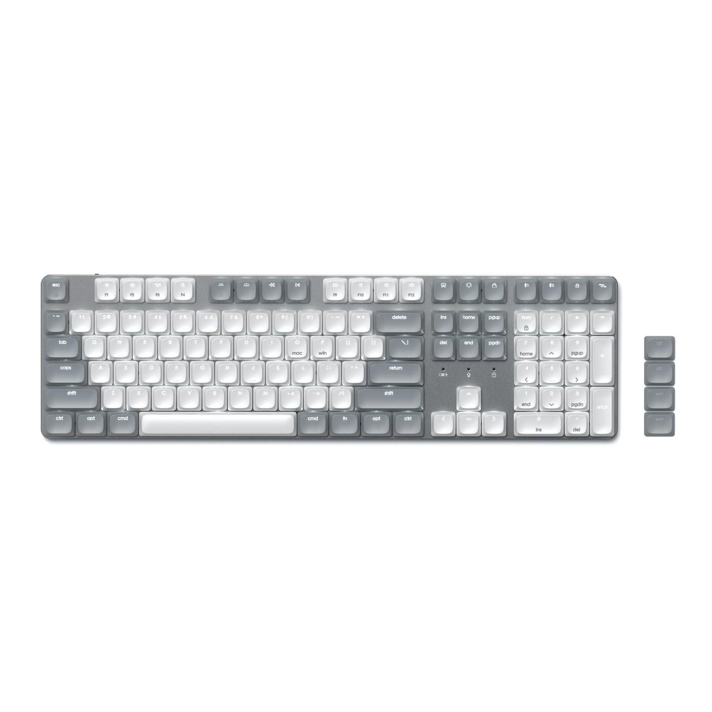 Satechi SM3 Mechanical Keyboard for Mac and Windows, 108 Keys Full Size with White LED Backlit, Wired and Bluetooth for Mac and Windows - Dark Gray/Gray