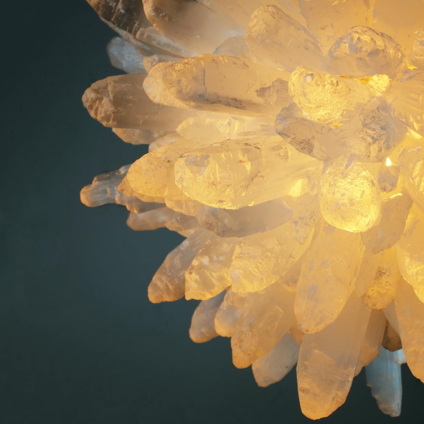 YeasHome Selenite Crystal Pendant Light, 12 Inches, White