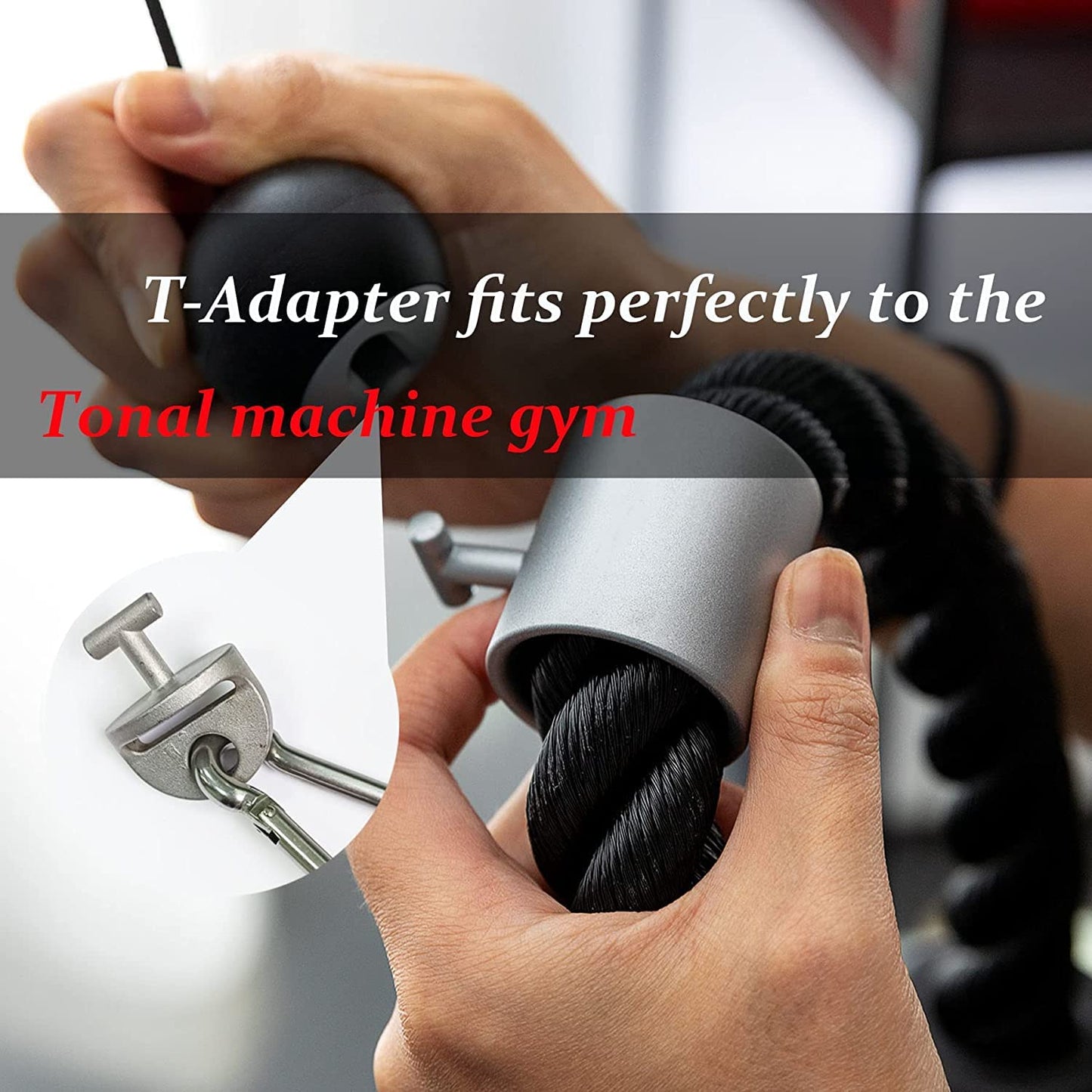 JILINWEI 1Pair Tonal T Lock Adapter with Snap Hooks, Stainless Steel Accessories for Tonal Gym Machine