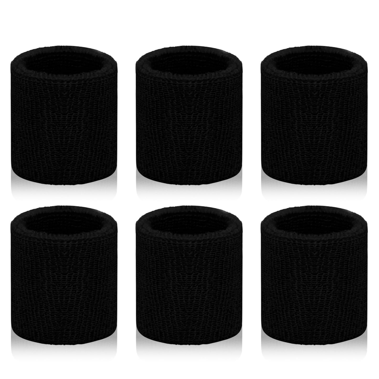 toresper 6 Pack Sweatbands Sports Wristband for Men & Women, Breathable Wrist Band Absorbent Sweat Band for Tennis, Basketball, Running, Gym, Working Out (Black)