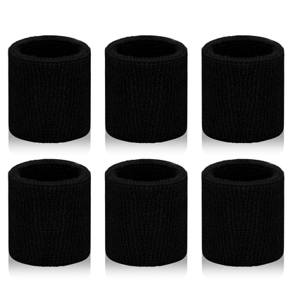 toresper 6 Pack Sweatbands Sports Wristband for Men & Women, Breathable Wrist Band Absorbent Sweat Band for Tennis, Basketball, Running, Gym, Working Out (Black)