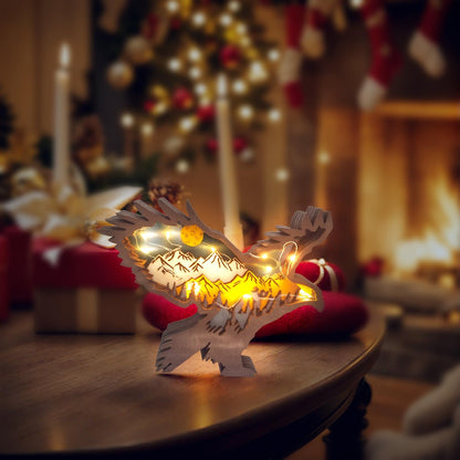 Drawelry 3D Wood Carving Animals Lamp Home Decorative, Cute Bear Family Elephant Presents Ideas Christmas Living Room Office Decor Warm LED Night Lights Gift for Friend Daughter Son Mom Dad (Eagle)
