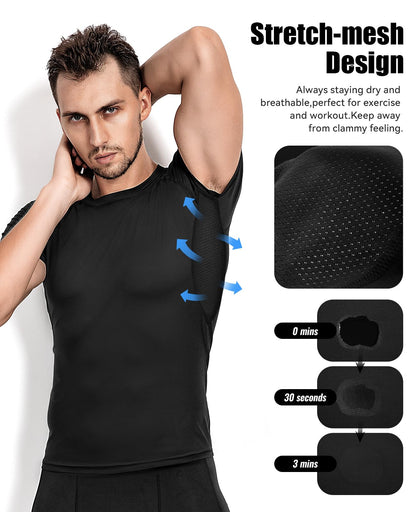 Niksa Men's Compression Shirts 1 Pack, Short Sleeve Athletic Compression Tops Cool Dry Workout T Shirt, Rash Guard Base Layer Undershirt