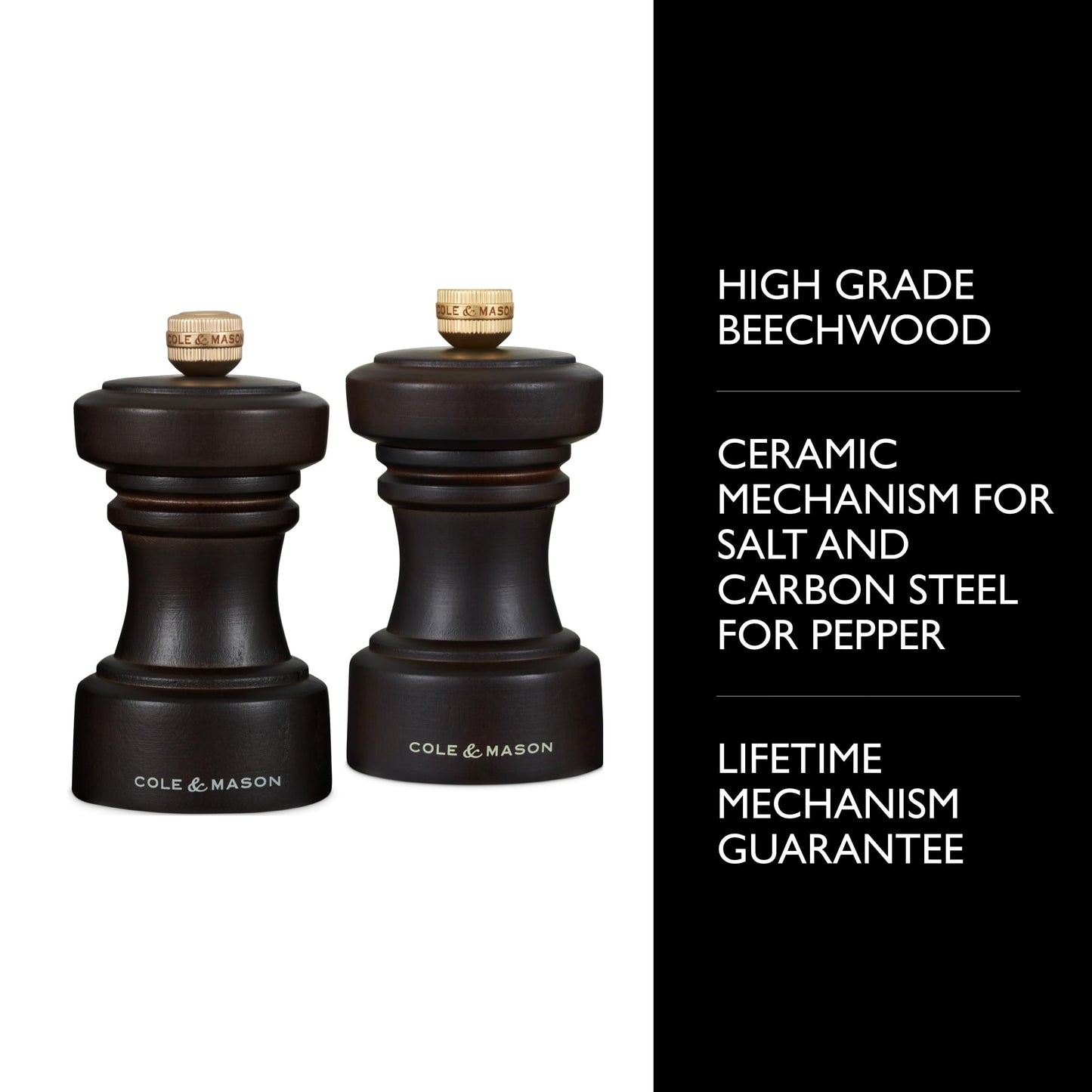 Cole & Mason Hoxton Mill - Table Salt Grinder & Pepper Grinder with Precision+ Grinder - Kitchen & Home Accessory - Chocolate Wood
