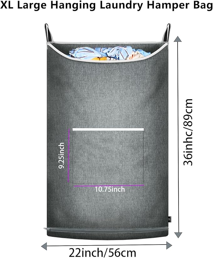 XL Large Hanging Laundry Hamper, Over the Door Laundry Bag