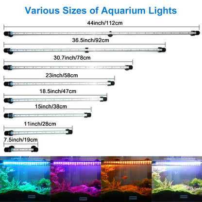 VARMHUS Submersible LED Aquarium Light,Fish Tank Light with Remote Controller&APP Control,DIY Full Spectrum Optional Color&Intelligent Timing and Dimming,29 Light Modes and 4 Music Modes RGB-38cm