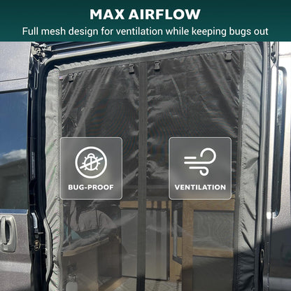 VANNCAMP Magnetic Bug Screen for Ford Transit High Roof Van 2015-2026,Sliding Door Bug Mesh Screen, Weighted Bottom Seam for Wind Resistance, Hands Free, Center Magnetic Closure