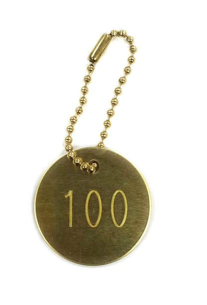 Brass Tags, Numbered 001-100, 1.25" Round
