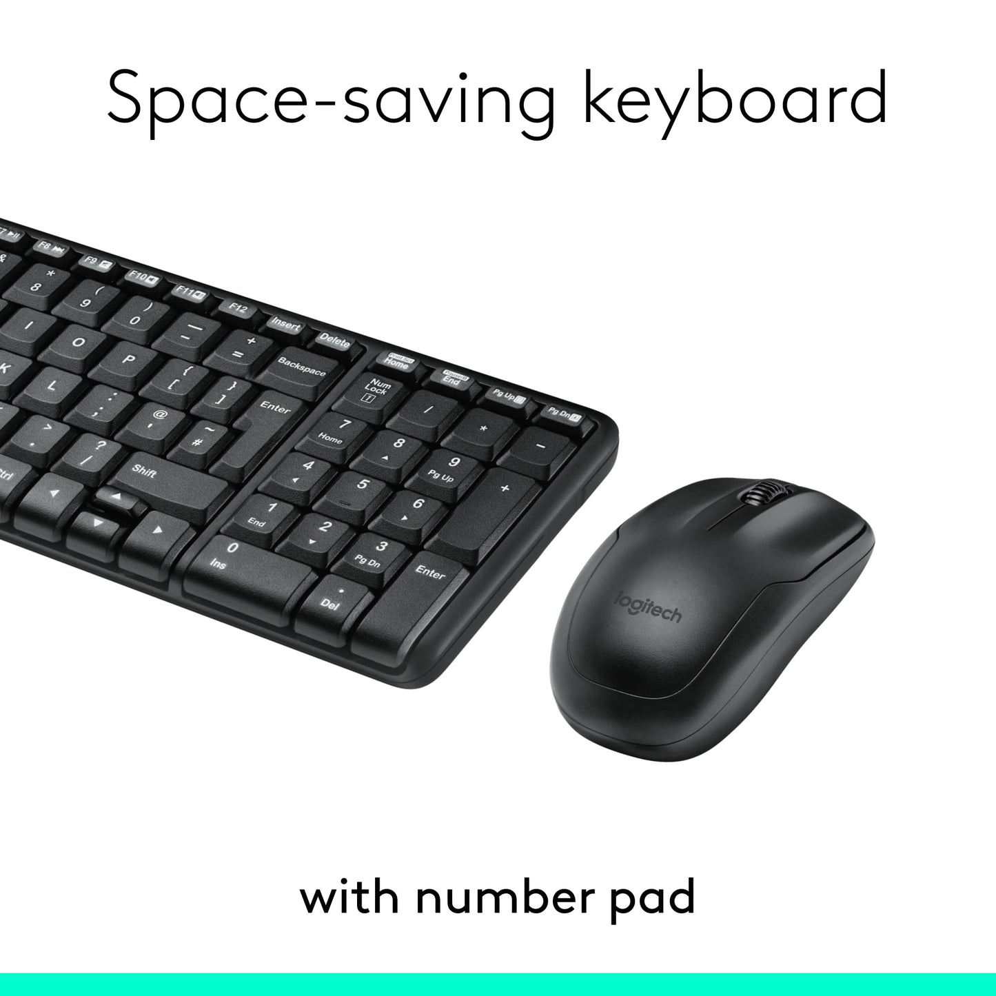 Logitech MK220 Compact Wireless Keyboard and Mouse Combo for Windows, 2.4 GHz Wireless with Unifying USB-Receiver, 24 Month Battery, Compatible with PC, Laptop, QWERTY UK English Layout - Black