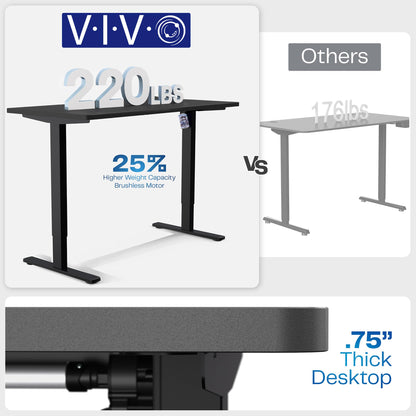 VIVO Electric 60 x 30 in Standing Adjustable Gaming Desk with Hidden Cable Trays, Full-Size Mouse Pad, Holds 220 lbs, Black Top Black Frame, DESK-KIT-1B6-P3B