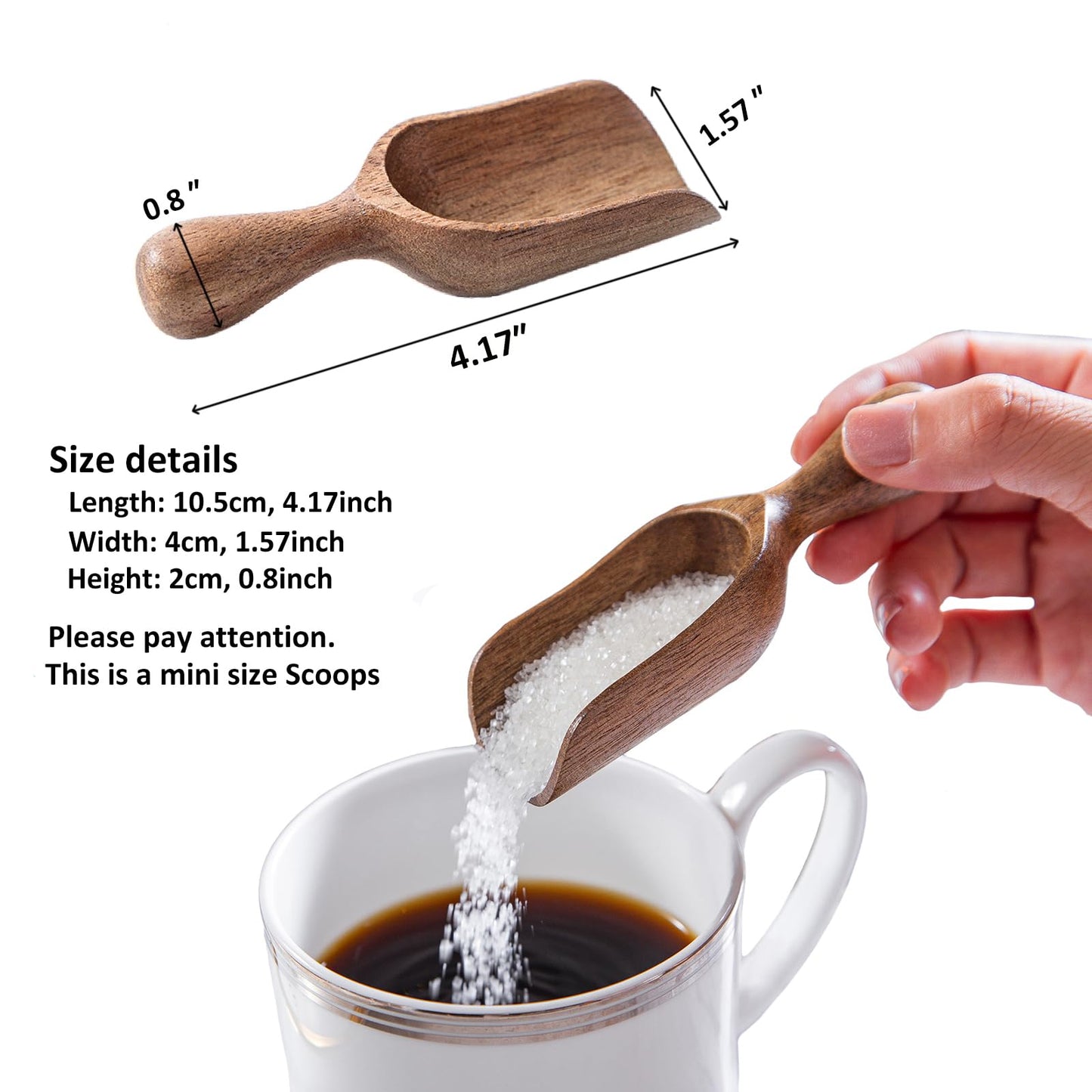 Wooden Scoops for Canisters 6PCS Acacia Wooden Scoop for Jars Mini Measuring Spoons for Ground Coffee Scoops Wood Scoop for Seasoning Bath Salt Laundry Detergent Shovel Measuring-Multipurpose