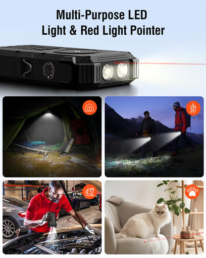 Sudrov Solar Charger Power Bank, 42800mAh Wireless Portable Charger with USB-C in/Output, QC3.0 Fast Charging 15W 4 Ports Outdoor Battery Pack Built-in Dual Led Flashlights for iPhone Samsung etc