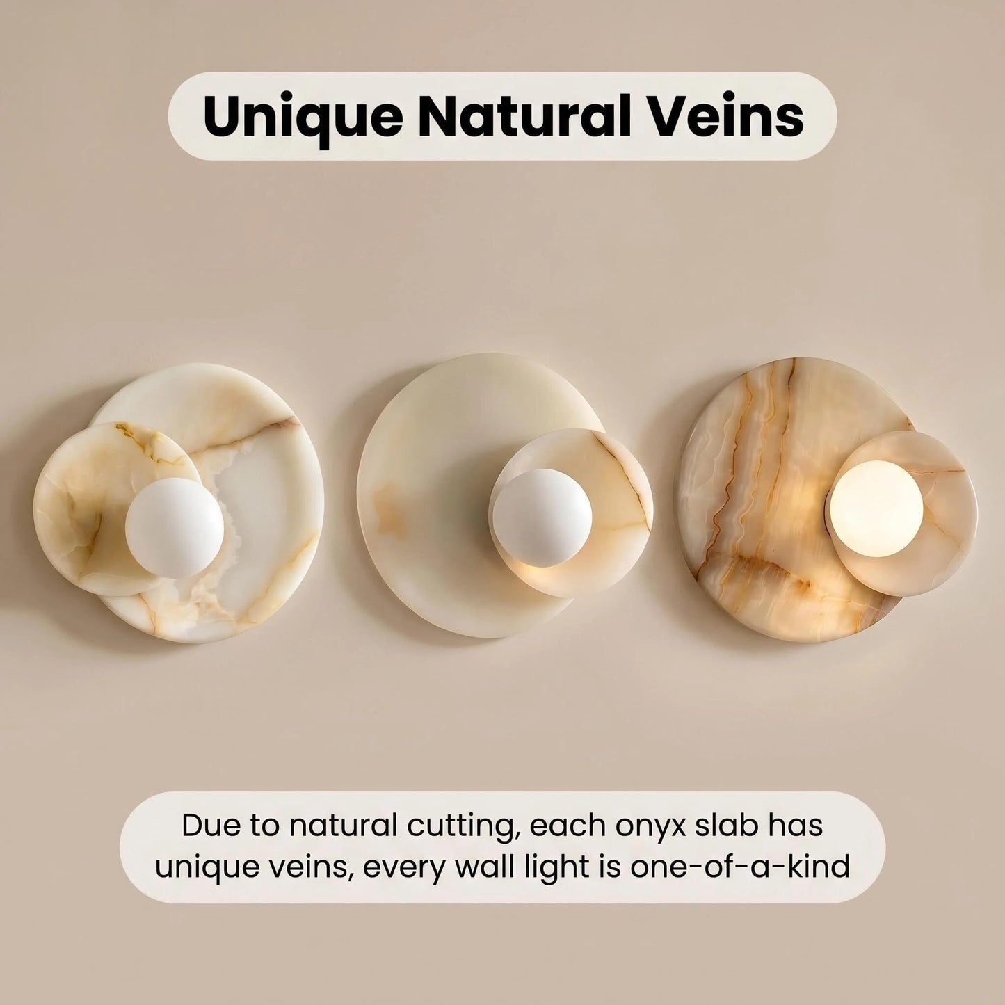 Opaline Cream Sculpture Wall Sconce, Natural Cream Onyx Wall Sconce, Wall Lights for Living Room, Bathroom, Bedroom, 6" Dia x 9.75" h